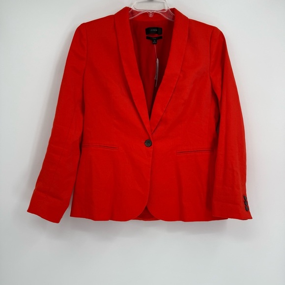 J.Crew Parke Orange Linen Blend One Button Blazer Women's Size 10 NWT Lined - Picture 9 of 9